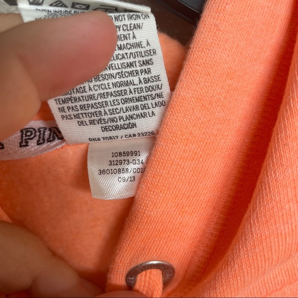 Victoria's Secret Orange Hoodie Small Full Zip - Picture 6 of 9